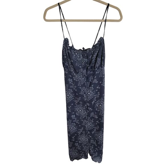 Madewell Tie Back Button Front Midi Dress Archival Floral Indigo Blue XS 2 - Picture 3 of 8